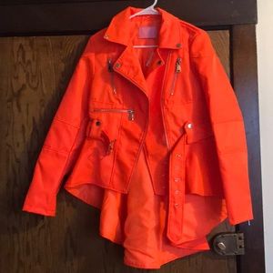 Neon orange jacket with tail